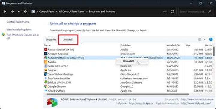 How do I find a program to uninstall?