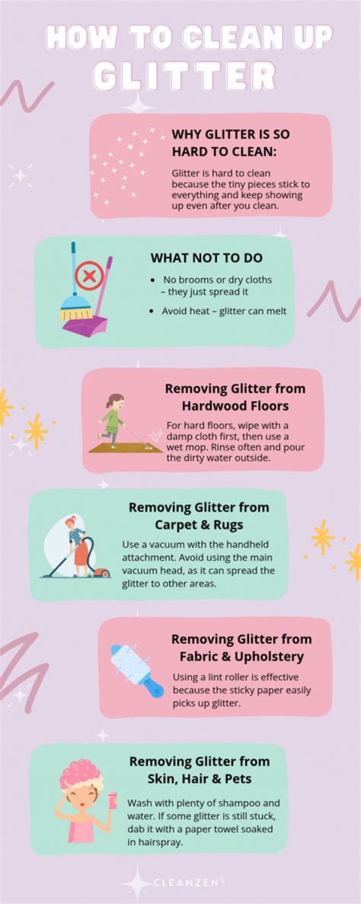 How do you clean glitter fabric?