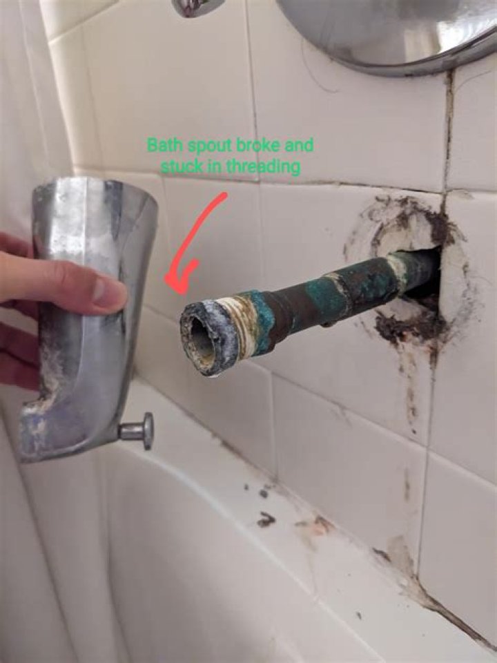 How do you remove a broken tub spout?