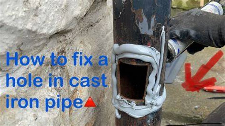 How do you seal a hole in a cast iron pipe?