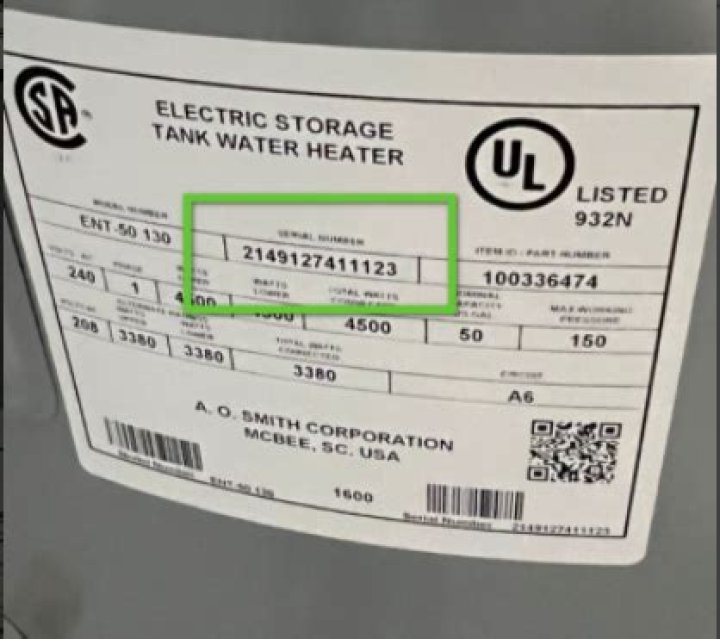 How do you tell what year your AO Smith water heater is?