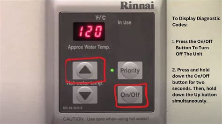 How do you turn a Rinnai water heater past 120?