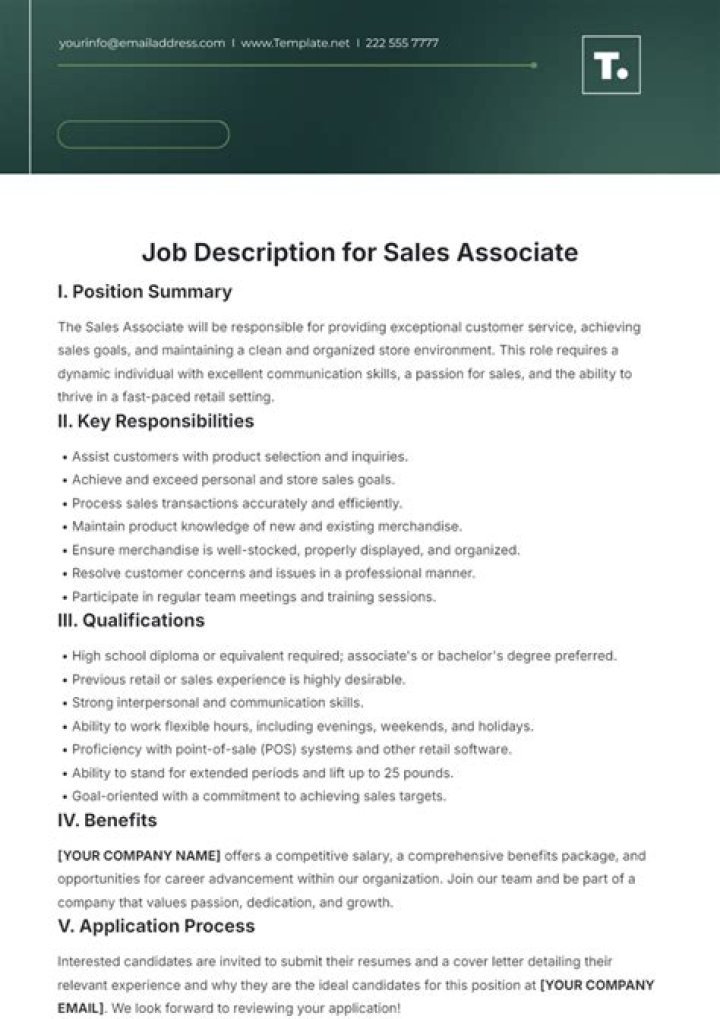 How do you write a sales job description?