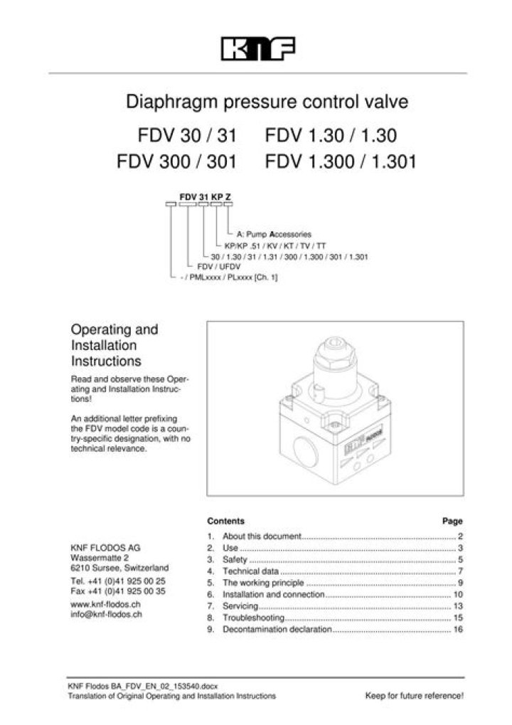 How is the KNF diaphragm pressure relief valve used?