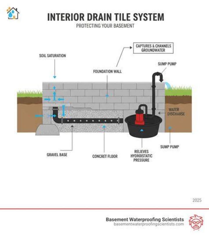 How long does it take to install interior drain tile?