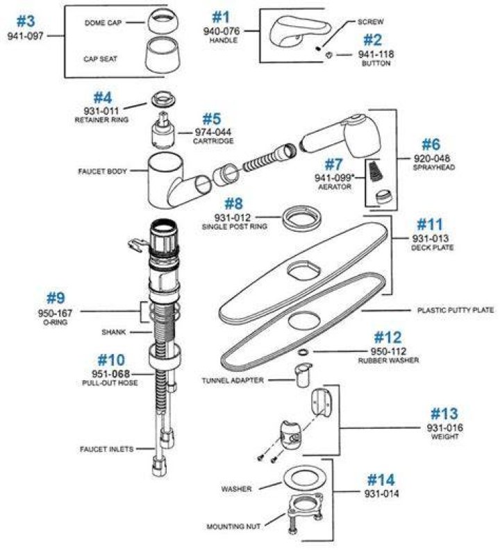 How many Kohler shower faucet parts are there?