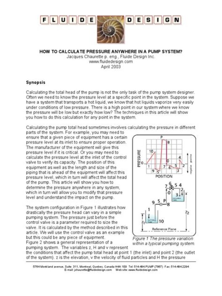 How to calculate pressure anywhere in a pump system?