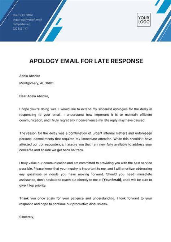 How to send an apology for a late response?