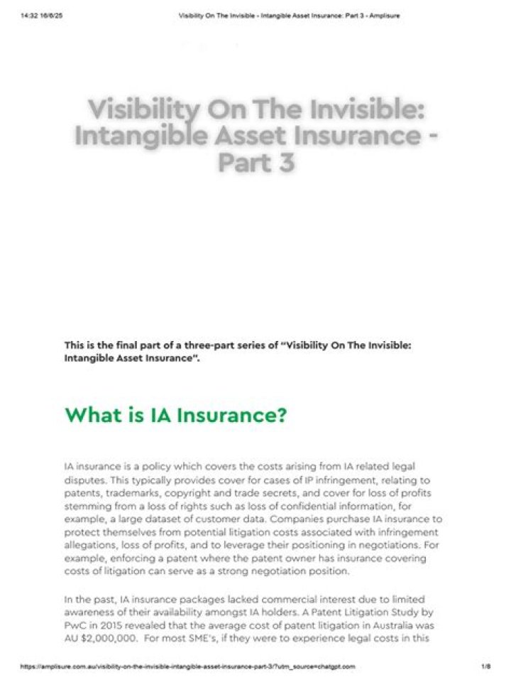 Is insurance an intangible asset?