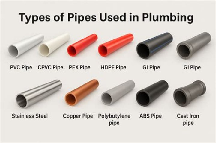 What are 3 types of water pipes that distribute potable water throughout the house?