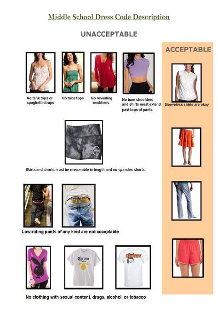 What are the dress codes for middle school?