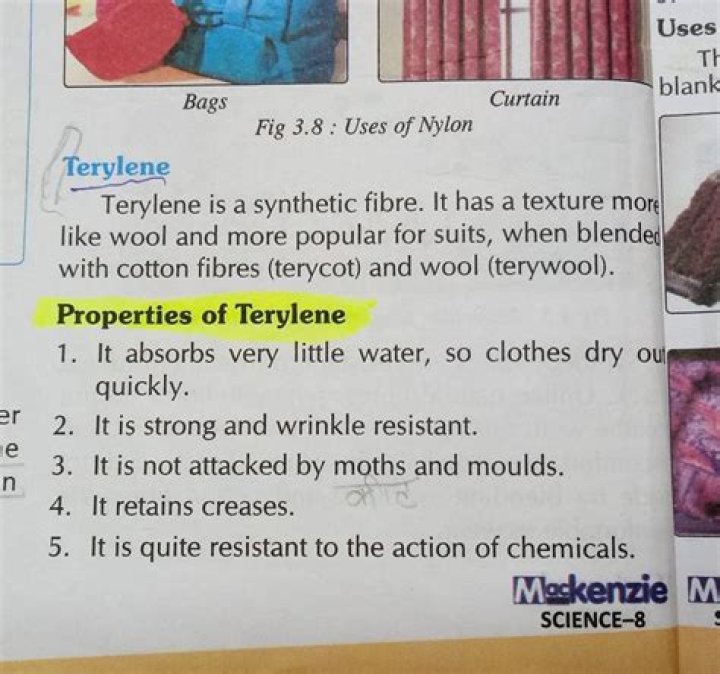 What are the properties of the fibre Terylene?