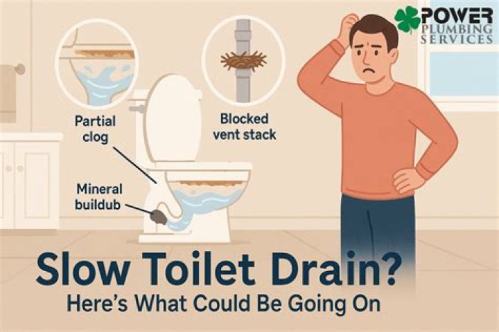 What causes a toilet bowl to slowly drain?