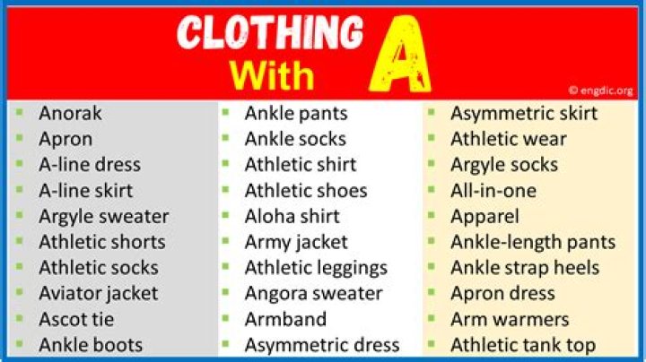 What clothing item starts with the letter A?