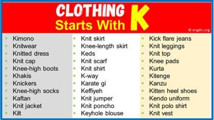 What clothing starts with K?