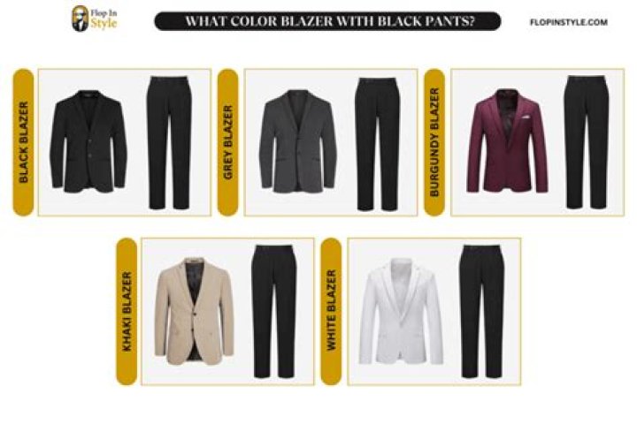 What color blazer goes well with black pants?