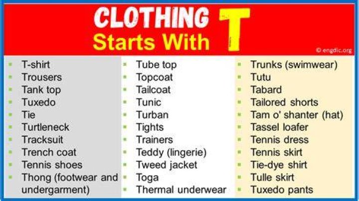 What is a clothing that starts with t?