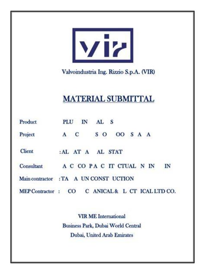 What is a plumbing submittal?