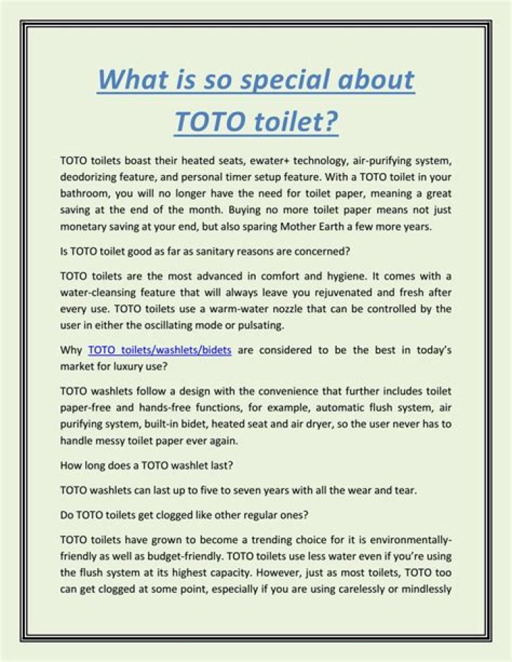 What is so special about a Toto toilet?