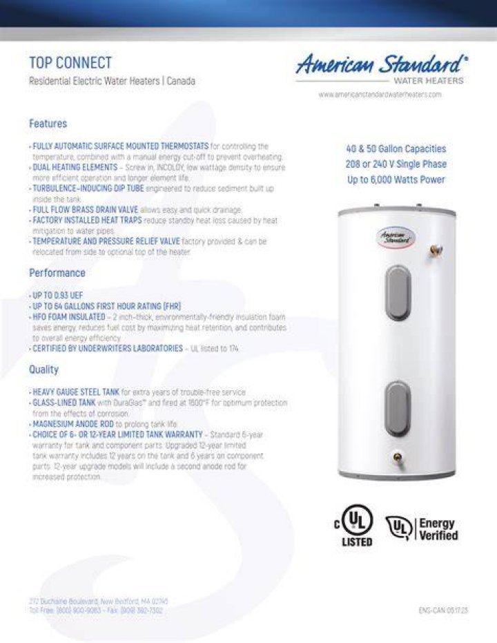 What is the name of the American Standard water heater?