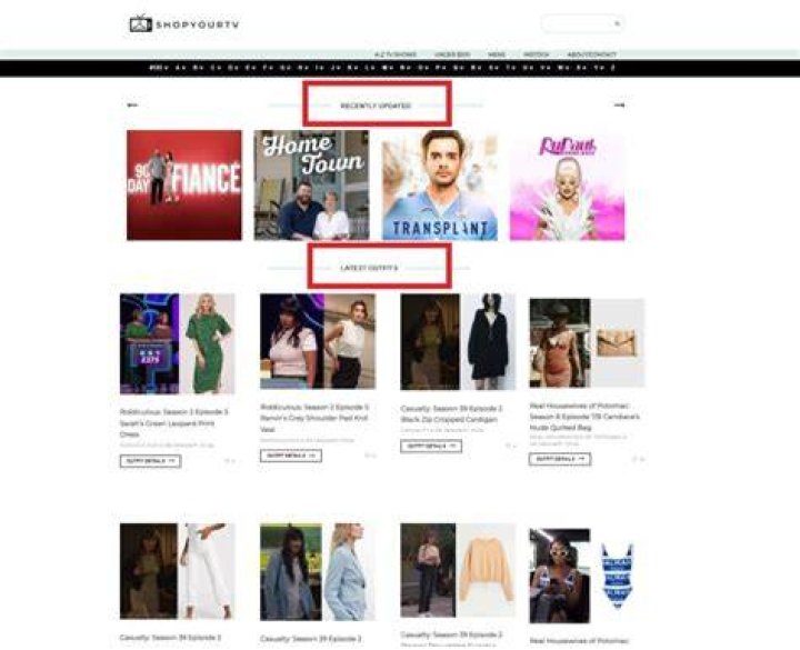 What is the website to find outfits from TV shows?