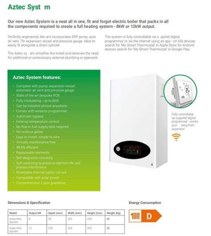 What kind of boiler does Aztec trianco have?