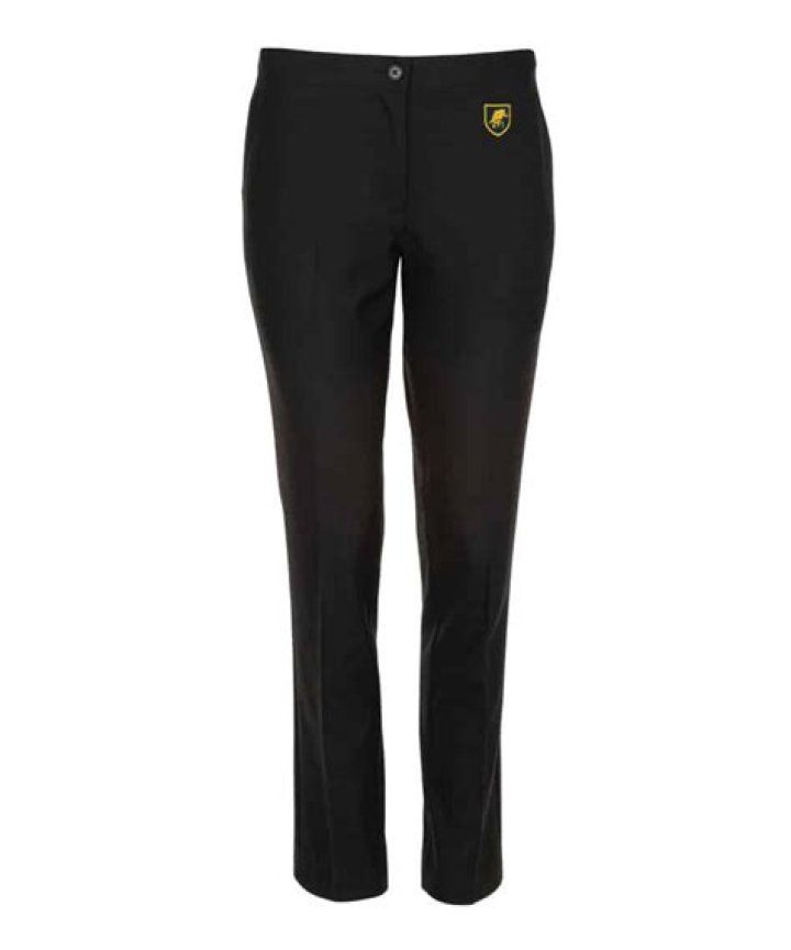 What kind of trousers do girls wear to school?