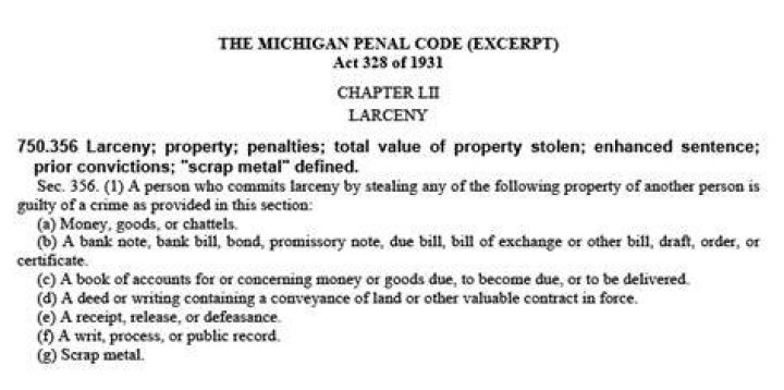 What punishment do you get for larceny?