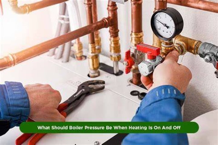 What should pressure be on boiler when heating on?