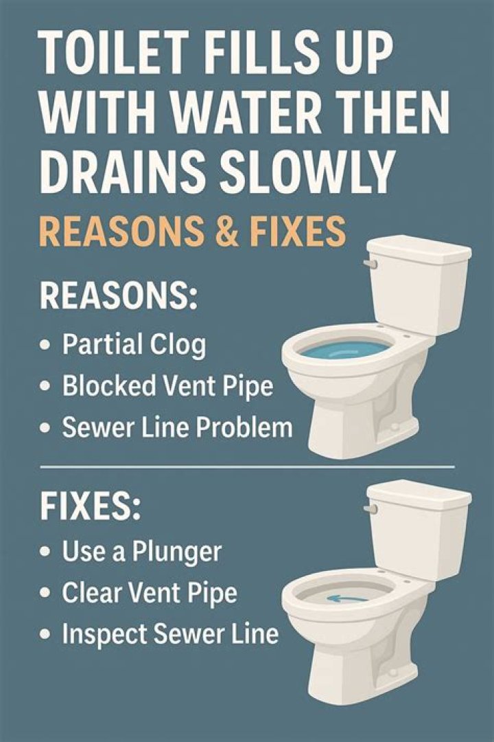 What to do if your toilet fills up with water then slowly drains?