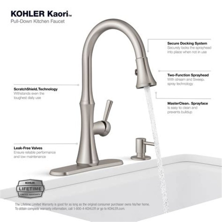 Where is the spacer in a Kohler kitchen faucet?